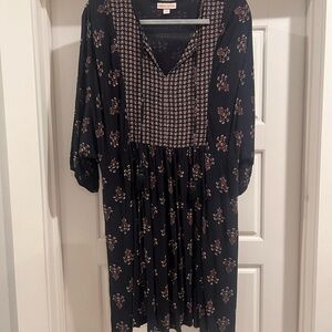 Knox Rose Black and Pink Floral Long Sleeve Dress